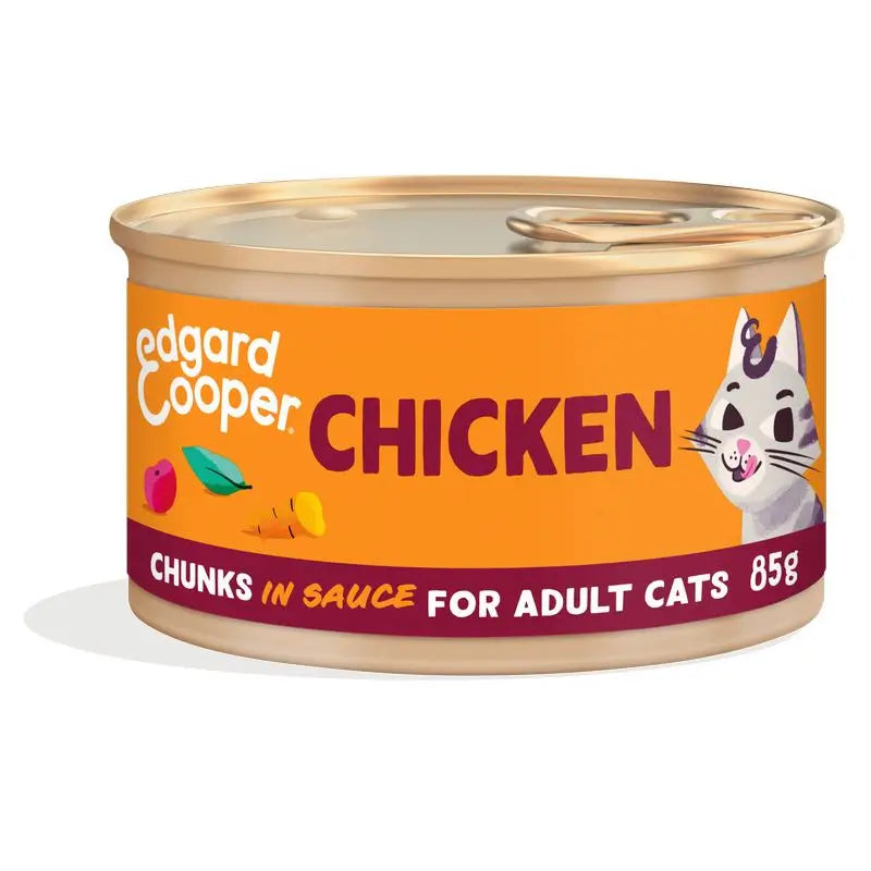 Edgard & Cooper Comida Húmeda Para Gatos 18x85g Trocitos De Pollo De Corral