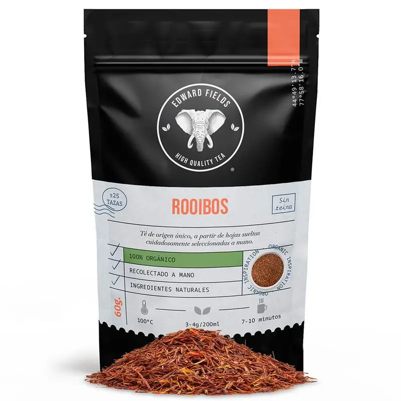 Edward Fields Tea Infusión Rooibos  Ecológico A Granel 25 Tazas Sin Teina , 60 gr