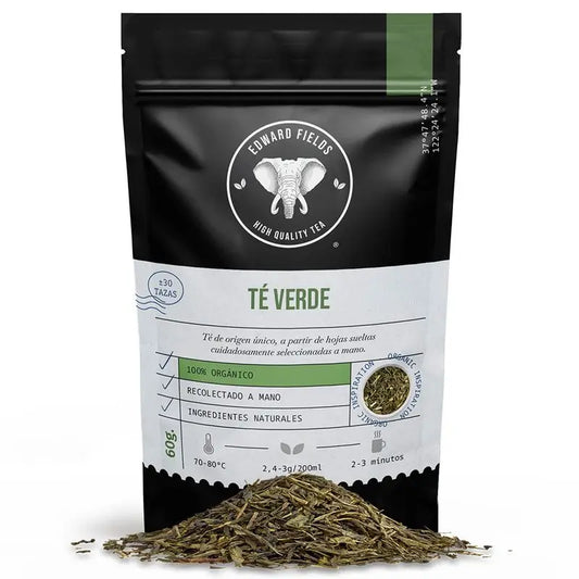 Edward Fields Tea Té Verde  Ecológico A Granel 30 Tazas , 60 gr