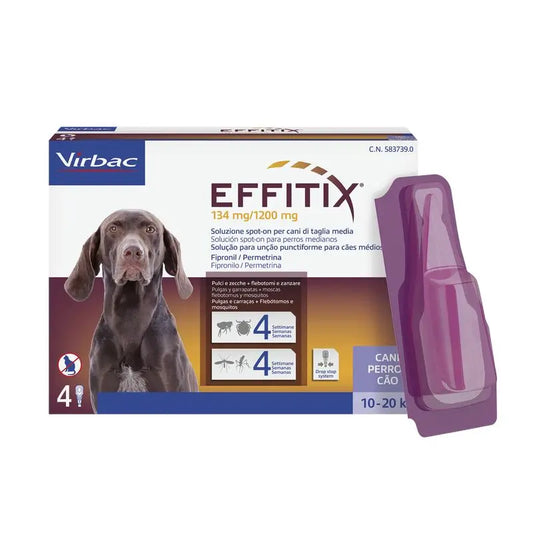 Effitix M Antiparasitário Cães Médios 10-20 Kg, 4 Pipetas