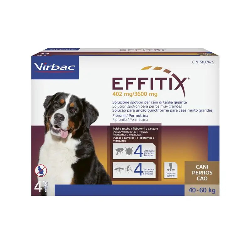 Effitix XL Antiparasitário Cães Muito Grandes +40 Kg, 4 Pipetas