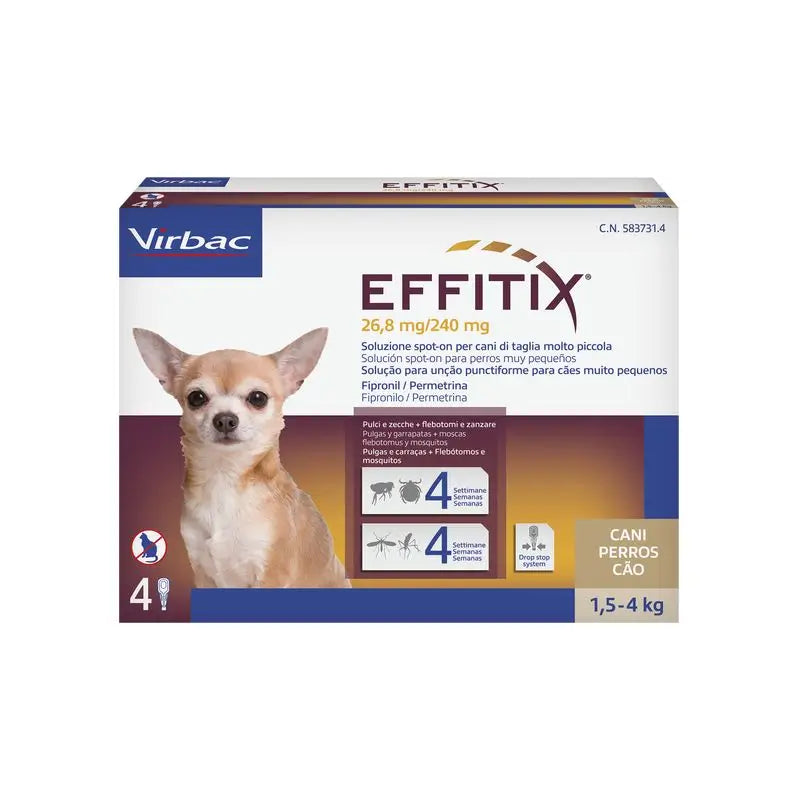 Effitix Xs Antiparasitário Cães Muito Pequenos 1,5-4 Kg, 4 Pipetas