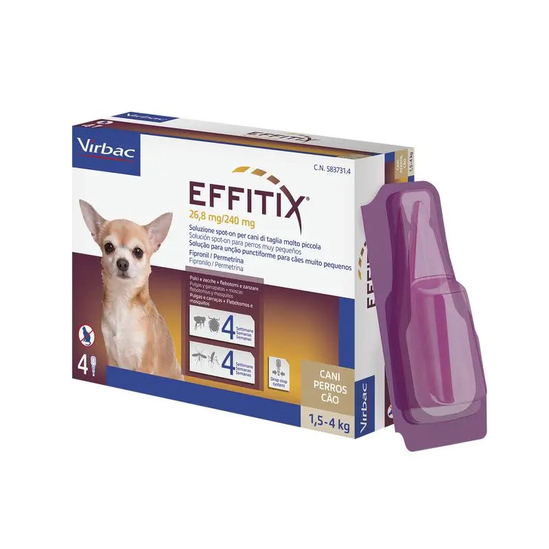 Effitix Xs Antiparasitário Cães Muito Pequenos 1,5-4 Kg, 4 Pipetas