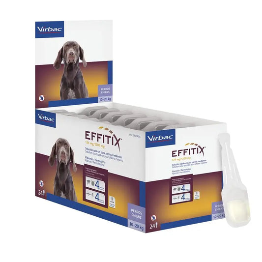 Effitix M Antiparasitário Cães Médios 10-20 Kg, 24 Pipetas