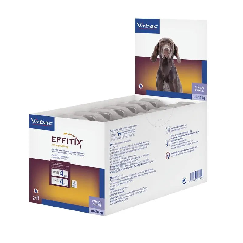 Effitix M Antiparasitário Cães Médios 10-20 Kg, 24 Pipetas