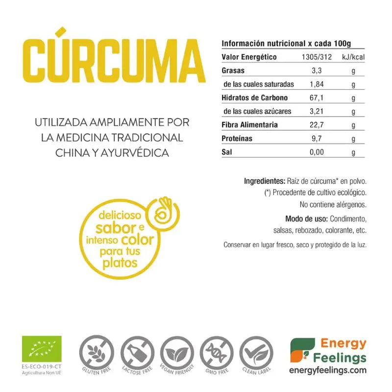 Energy Feelings Curcuma em Pó 1Kg. Eco Vegan Sg