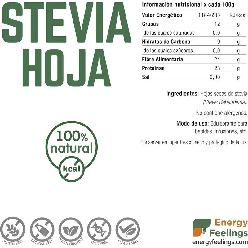 Energy Feelings Folha de Stevia 1Kg. Vegan Sg