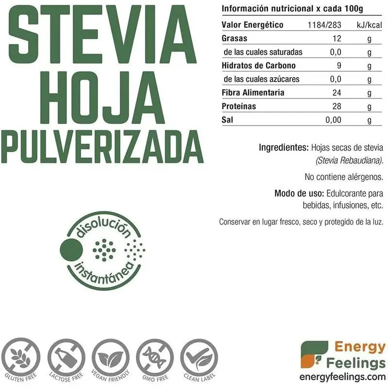 Energy Feelings Stevia Folha em Pó 100Gr. Vegan Sg