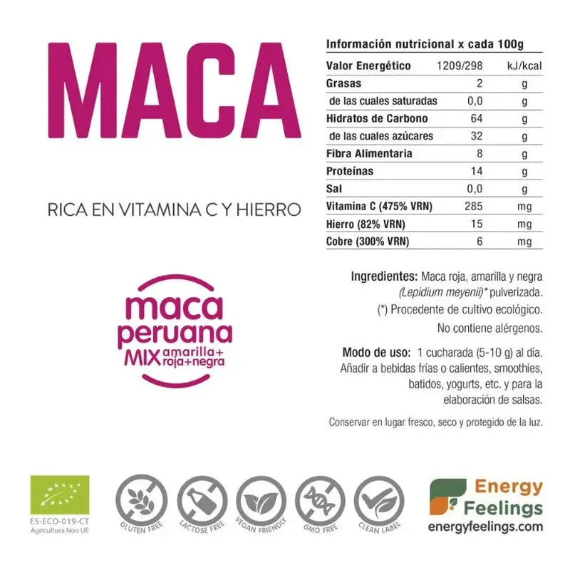 Energy Feelings Maca Powder 200Gr. Eco Vegan Sg