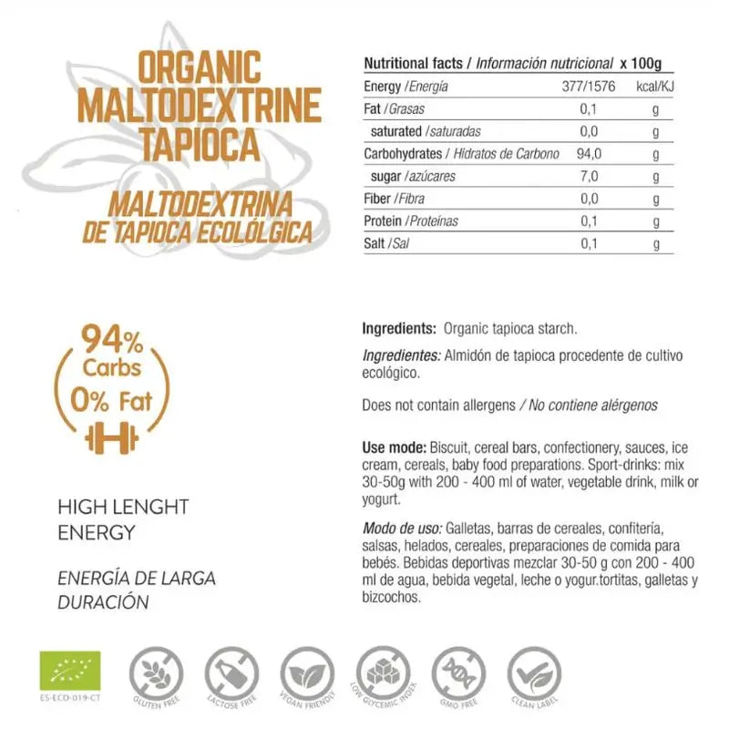 Energy Feelings Maltodextrina de Tapioca 500Gr. Eco Vegan Sg