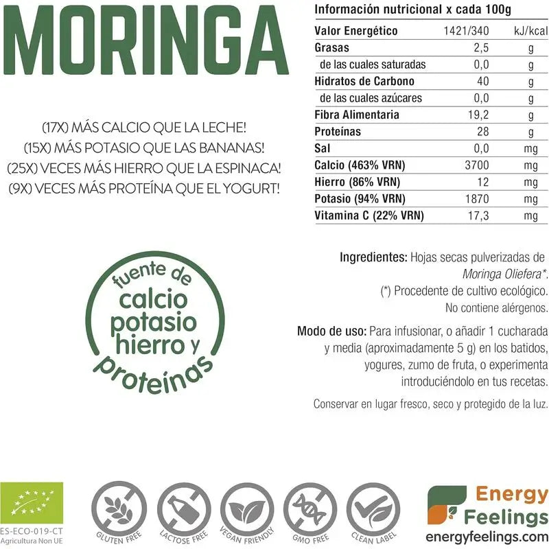 Energy Feelings Moringa em Pó 1Kg. Eco Vegan Sg