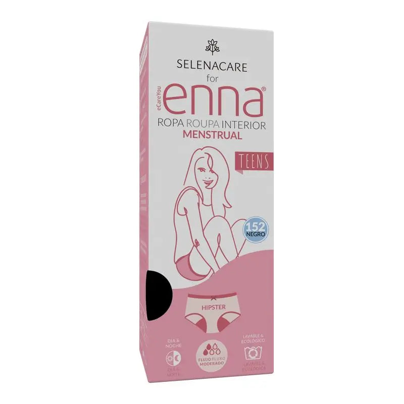 Enna Braga Menstrual Teens - Hipster, Flujo Medio, 152 Cm Negro