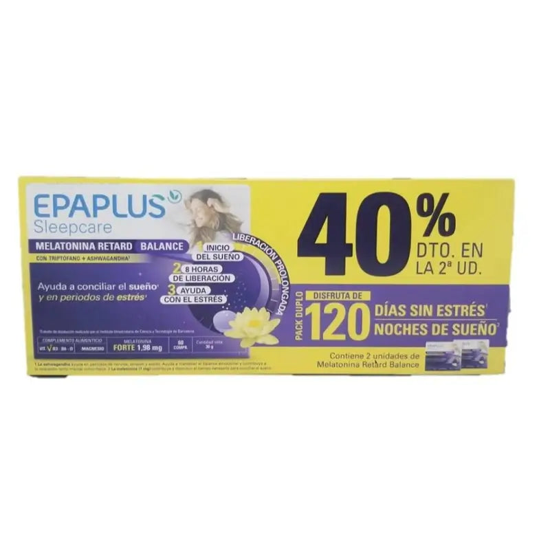 Pacote Epaplus Sleepcare Melatonin Retard Balance With Tryptophan, 31 gramas, 120 comprimidos