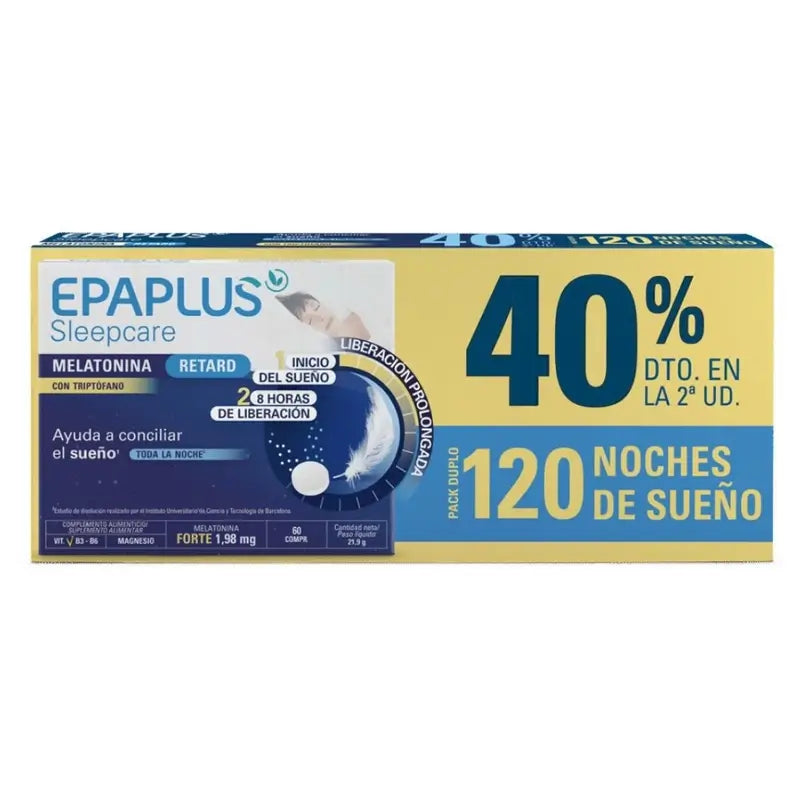 Epaplus Sleepcare Melatonin Retard Pack com triptofano, 21,9 gramas, 120 comprimidos