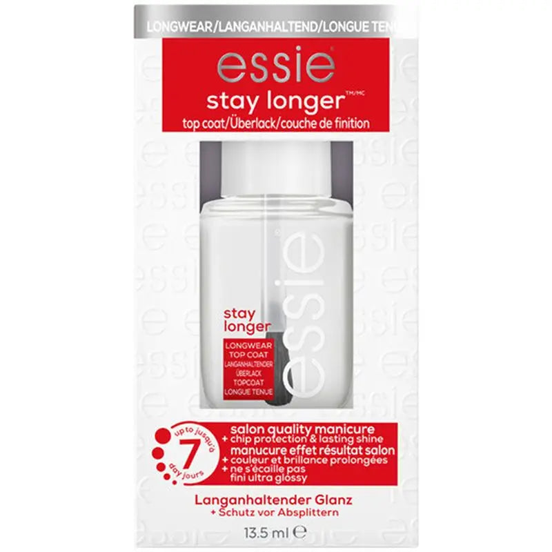 Essie Stay Longer Nail Top Coat, longa duração até 7 dias, secagem rápida