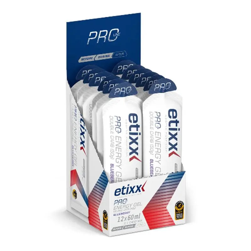 Etixx Double Carb Energy Blueberry Gel 12Udsx60Ml.