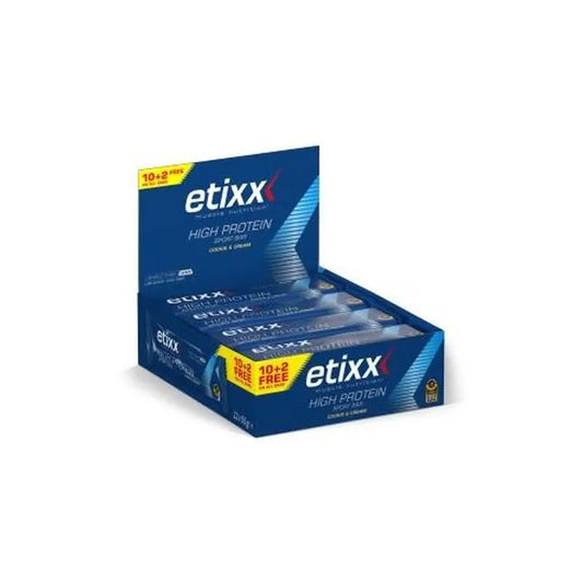 Barra de proteínas de alta proteína Etixx Cookie&Cream 12X55G