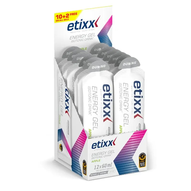 Gel energético isotónico Etixx sabor maçã 12Ud.