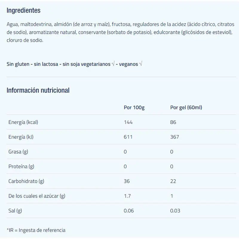 Gel energético isotónico Etixx sabor maçã 12Ud.