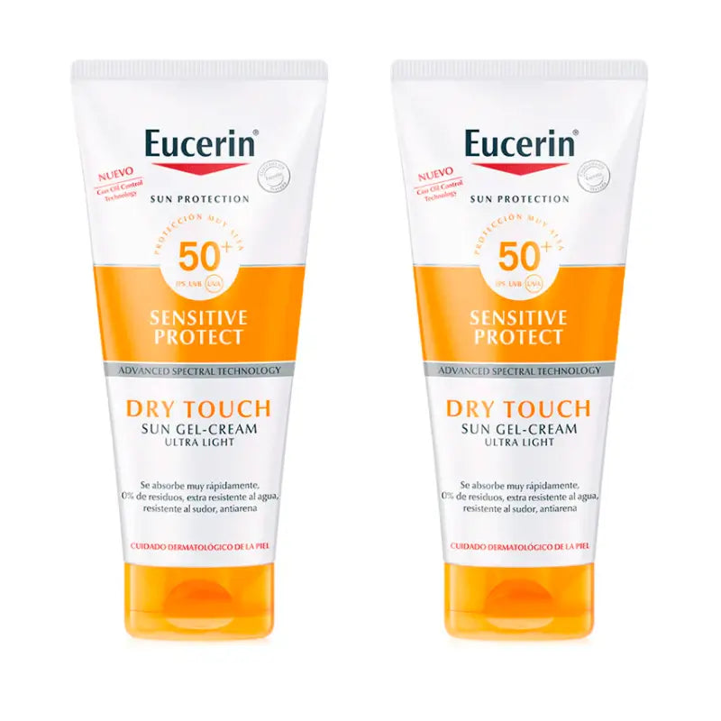 Eucerin Duplo Gel Creme Toque Seco Sensível Protect Spf 50+, 2 x 200 Ml