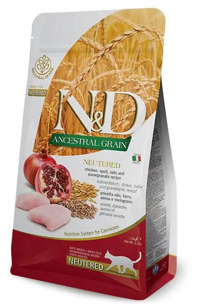 Farmina N&D Cat Ancestral Neutered Pollo 5Kg, pienso para gatos