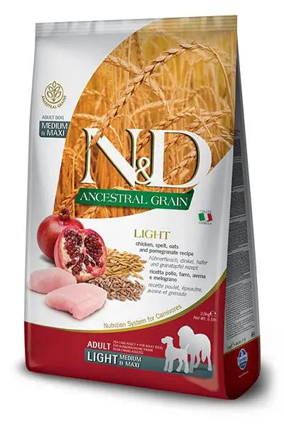 Farmina N&D Dog Ancestral Light Medium Maxi 2,5Kg, pienso para perros