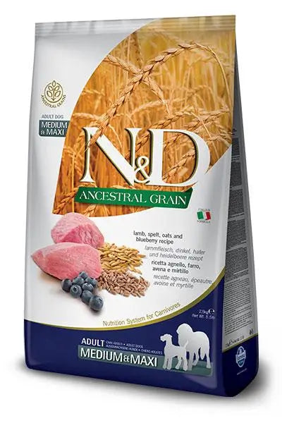 Farmina N&D Dog Ancestral Medium Maxi Cordero 12Kg, pienso para perros