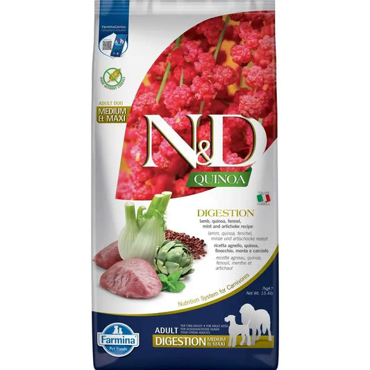 Farmina N&D Cão Quinoa Digestão Borrego Med/Maxi 7Kg