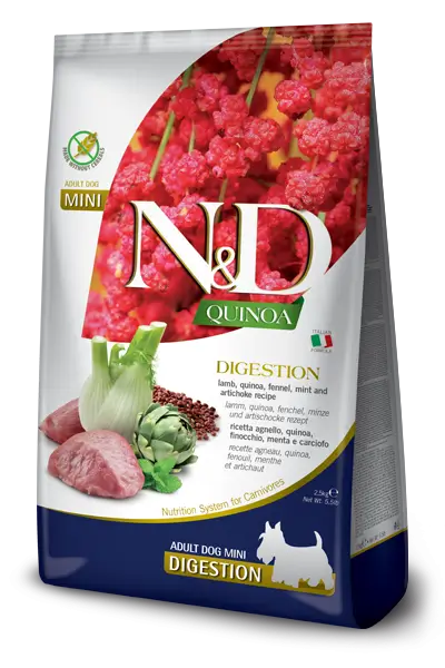 Farmina N&D Dog Quinoa Digestion Cordero Mini 800Gr, pienso para perros