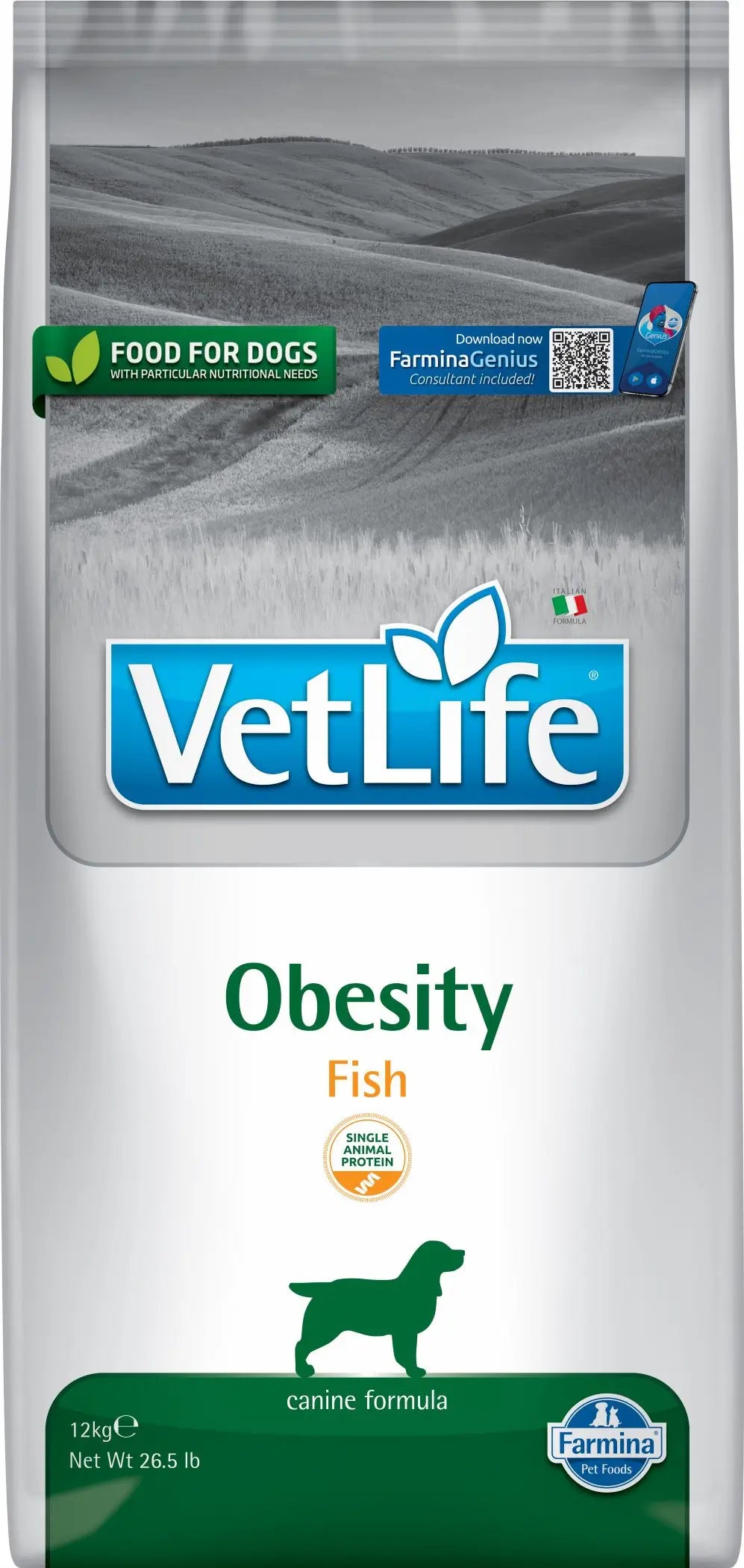 Farmina Vet Life Nat Dog Obesity Pescado Adult 12Kg, pienso para perros