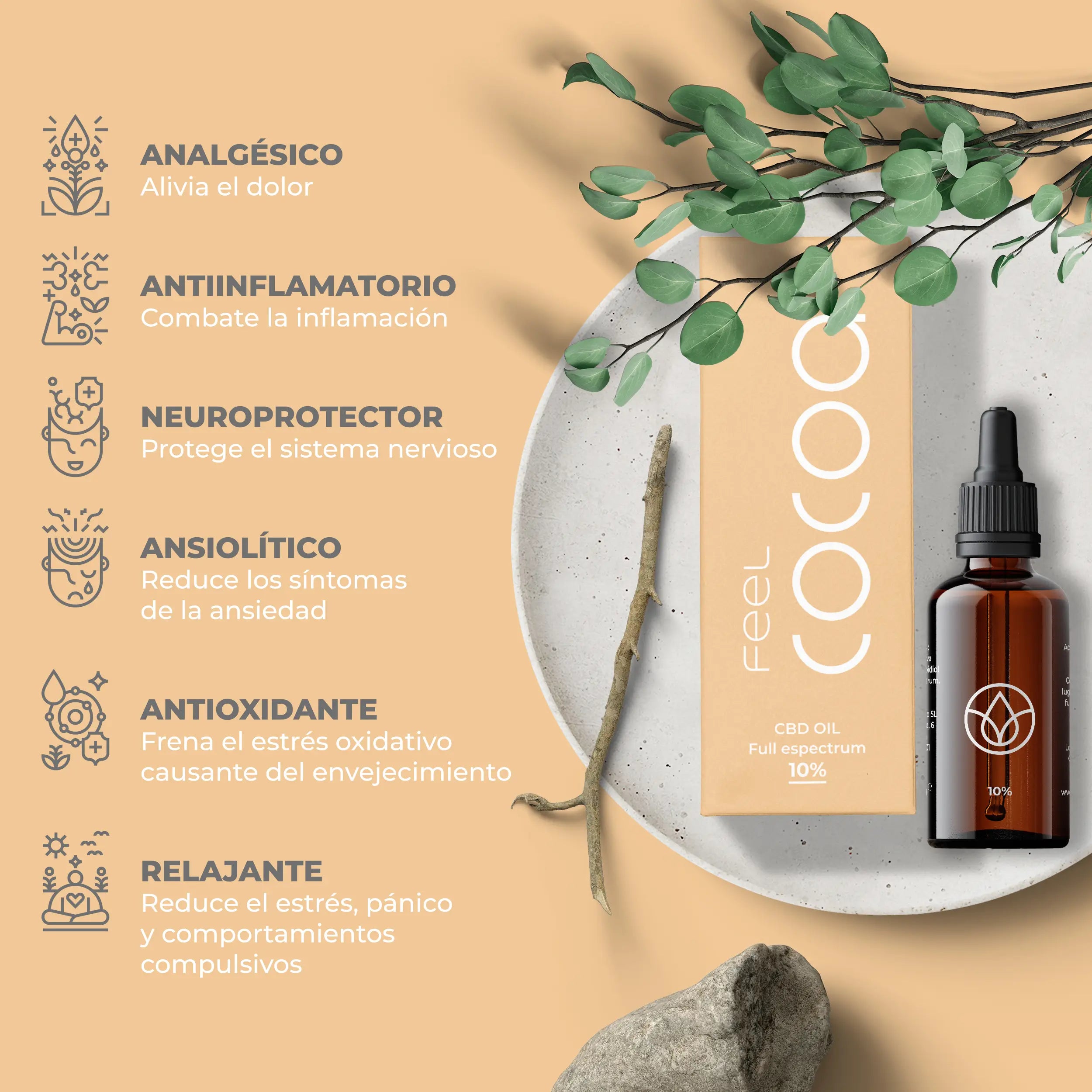 Óleo Cbd Feel Cocoa 10% espetro total, 10 ml