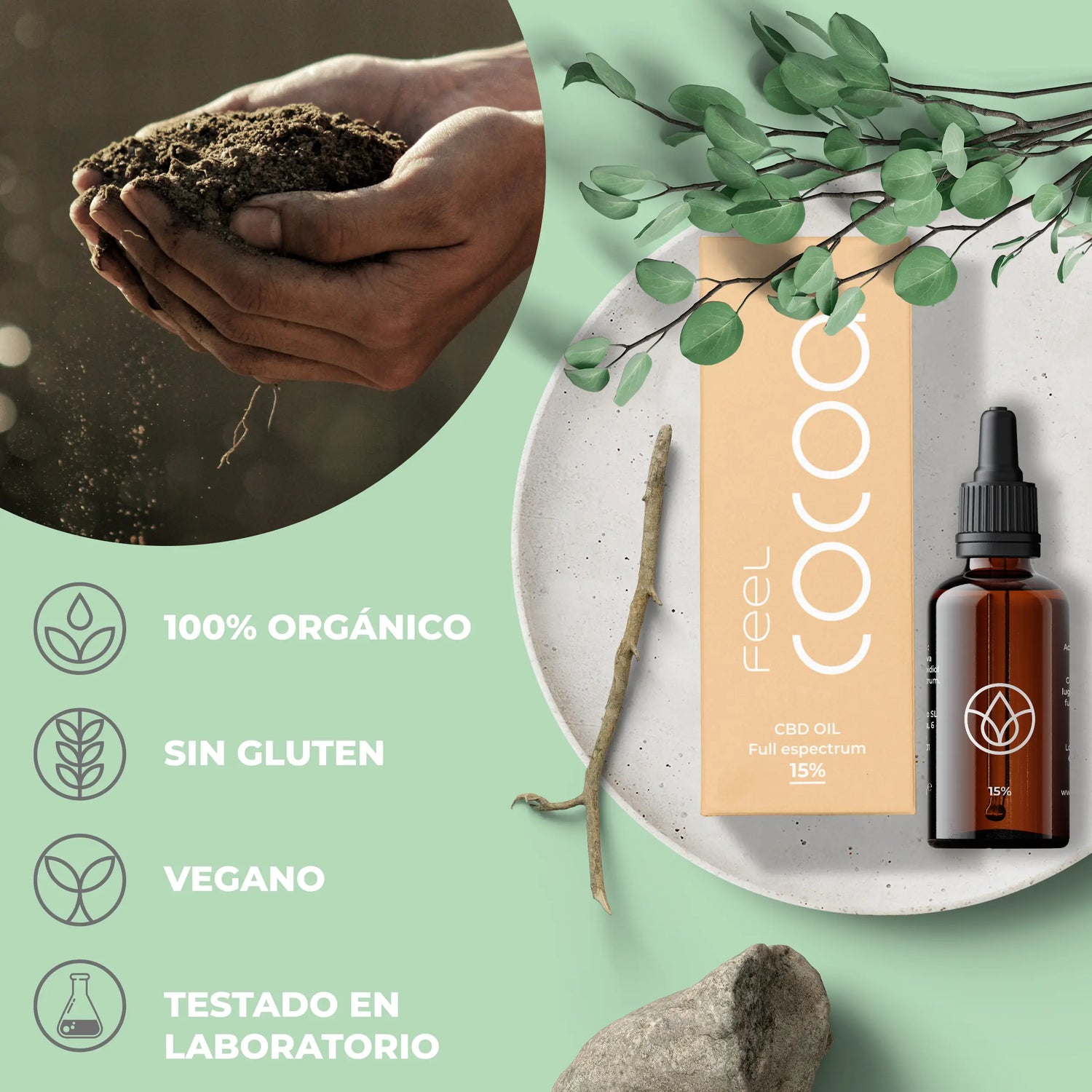 Óleo Cbd Feel Cocoa 15% espetro total, 10 ml