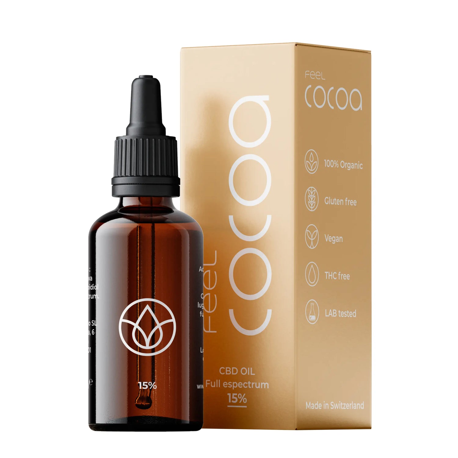 Óleo Cbd Feel Cocoa 15% espetro total, 10 ml