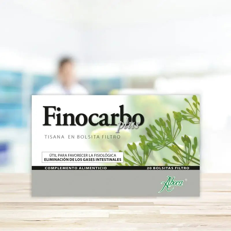 Aboca Finocarbo Plus Tisana para a Digestão, com Funcho, Carvão Vegetal, Alcaravia, Camomila e Hortelã, 20 saquetas