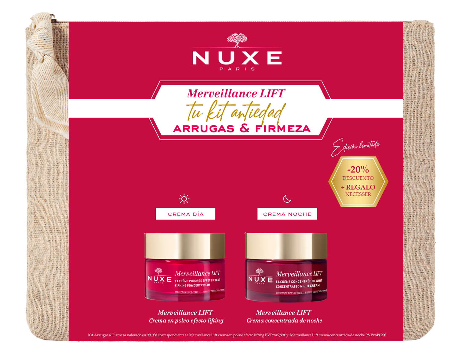 Nuxe Anti-Ageing Wrinkle & Firming Kit Merveillance Lift Day & Night Routine, 50 + 50 ml