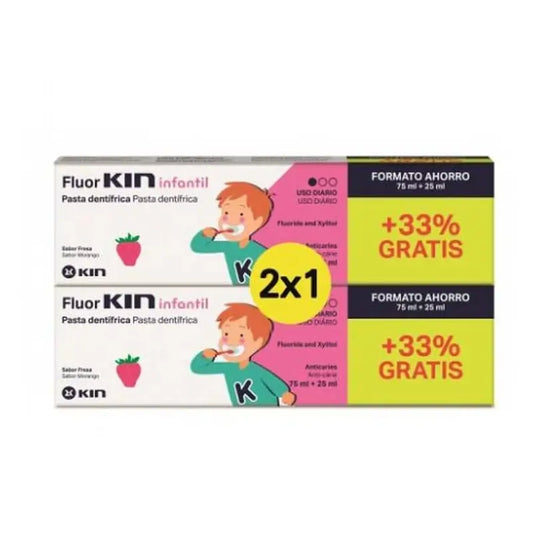 KIN FluorKIN Pasta de dentes para crianças, 75+25, 2X1, 0-6 anos