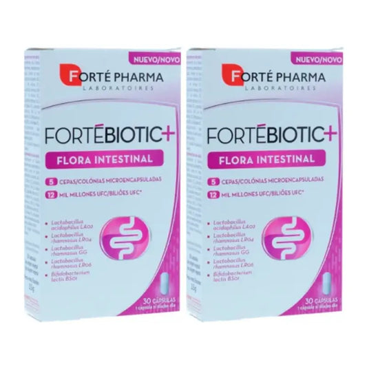 Forte Pharma Duplo Fortebiotic+ Flora Intestinal, 2 x 30 Cápsulas