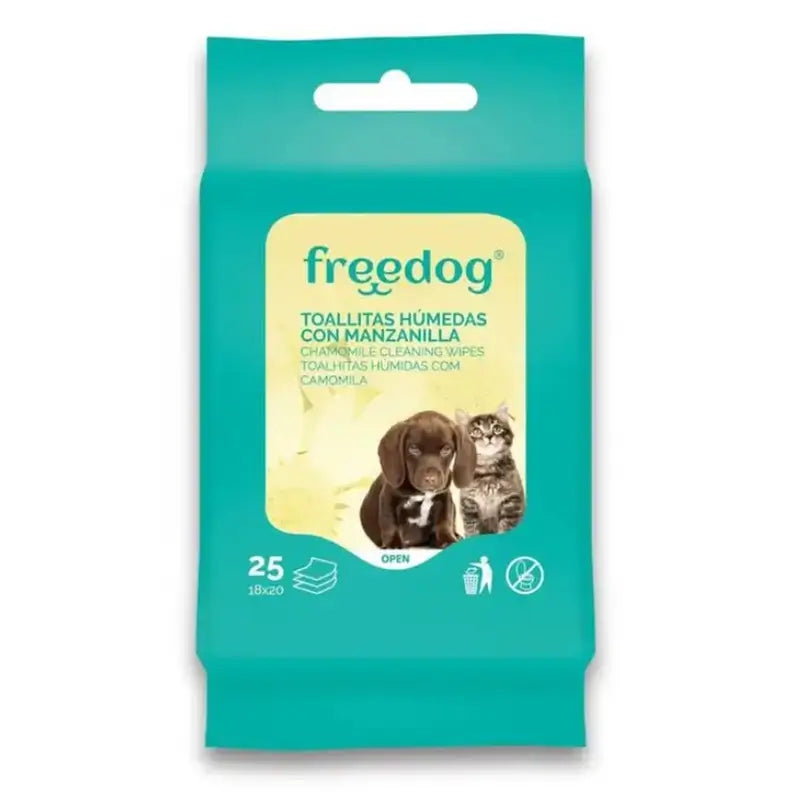 Toalhetes Hidratantes Freedog Camomila Gd 40 Ud 28 X 18Cm