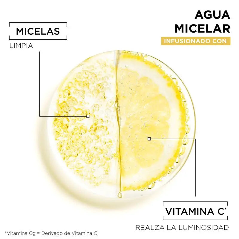 Garnier Vitamin C Micellar Water limpa, remove a maquilhagem e ilumina a pele baça. Fórmula hipoalergénica , 400 ml