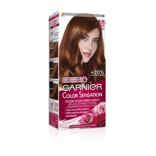 Garnier Color Sensation Coloração Permanente Intensa Reutilizável com Tigela e Pincel , 6,46 Cobre Intenso