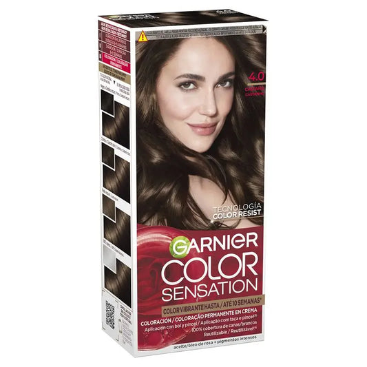 Garnier Color Sensation Creme Permanente Cor do Cabelo 4.0 Castanho