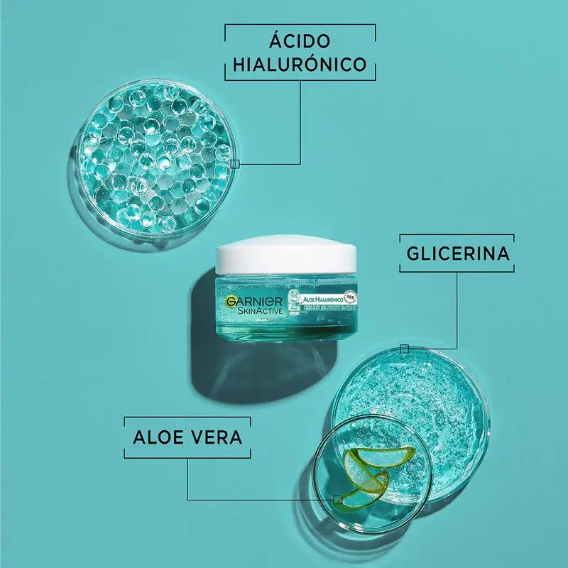 Garnier Skin Active Aloé Hialurónico creme de dia com aloé vera + ácido hialurónico, hidrata 48H e nutre.