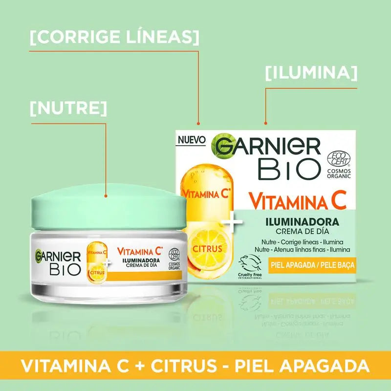 Garnier Creme de Dia Iluminador com Vitamina C. Pele Hidratada 24H. Fórmula Vegana , 50 mL