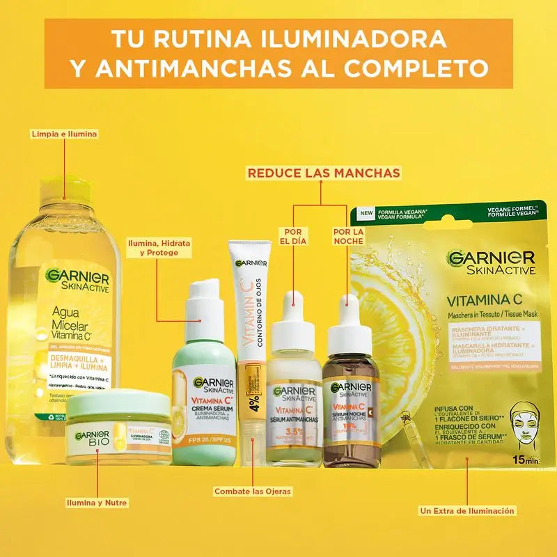 Garnier Skin Active Garnier Brightening Eye Cream com Vitamina C + Niacinamida + Cafeína + Banana em Pó