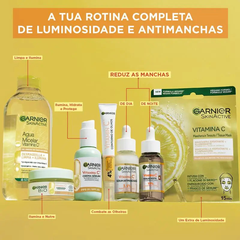 Garnier Skin Active Garnier Brightening Eye Cream com Vitamina C + Niacinamida + Cafeína + Banana em Pó