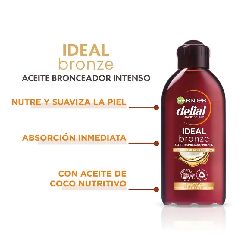 Garnier Delial Óleo Bronzeador Intenso com Óleo de Coco Nutritivo , 200 Ml