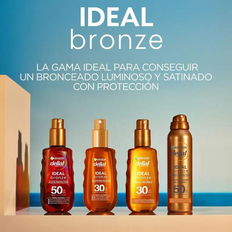 Garnier Ambre Solaire Ideal Bronze óleo protetor SPF 50 para um bronzeado uniforme, 150ml.