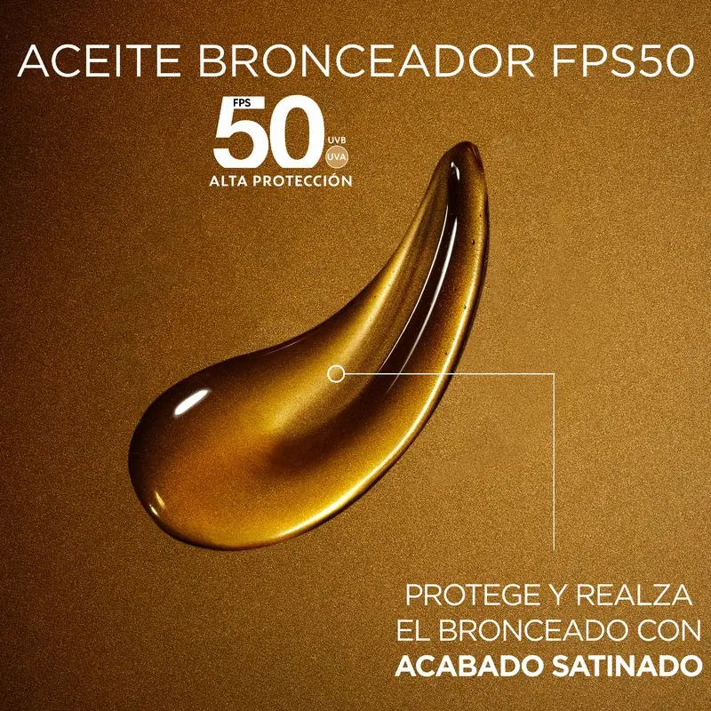 Garnier Ambre Solaire Ideal Bronze óleo protetor SPF 50 para um bronzeado uniforme, 150ml.