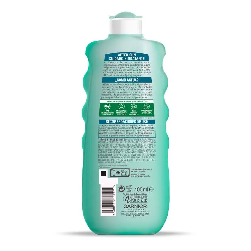 Garnier Delial After Sun Leite Suavizante para o Rosto e Corpo com Aloé Vera para Hidratar a Pele após a Exposição Solar , 400 ml