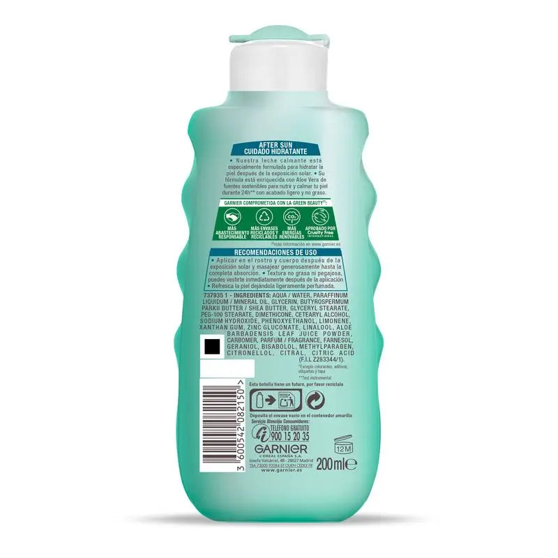 Garnier Delial After Sun Leite Suavizante para o Rosto e Corpo com Aloé Vera para Hidratar a Pele após a Exposição Solar , 200 ml